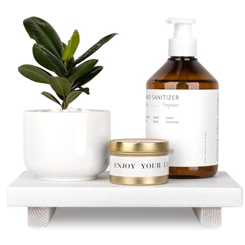 Bathroom Counter Organizer Wood Pedestal Stand Farmhouse Decorative Tray Soap Holder for Kitchen Decor, 9" x 6" - White - color: White, size: 9" x 6" x 1.6"