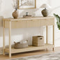 Fluted Console Table, 51 Inch Entryway Table with 3 Drawers | Scandi farmhouse look with quiet full-extension slides, open lower shelf, profile for hallway, entry, foyer or behind sofa. - color: Natural