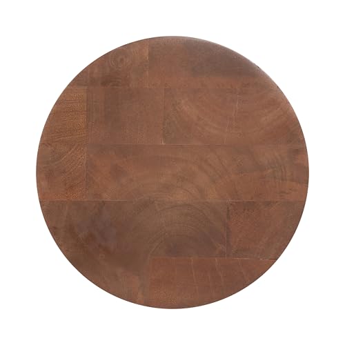 Kate and Laurel Teo Transitional Round Mango Wood Drink Table, 8 x 8 x 22, Walnut Brown and Black, Modern Sculptural Bedroom Nightstand with Unique Pedestal Table Design for Use as Indoor Plant Stand - color: Black/Walnut Brown