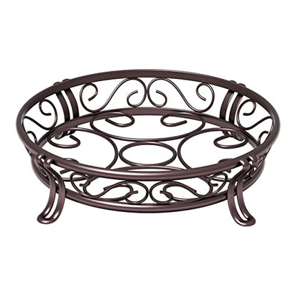 Yimobra Metal Plant Stand for Outdoor Indoor, Heavy Duty Flower Pots Holder Rustproof Wrought Iron Planter Stands Garden Round Supports Rack for Planter 9.5 Inches, Bronze Brown