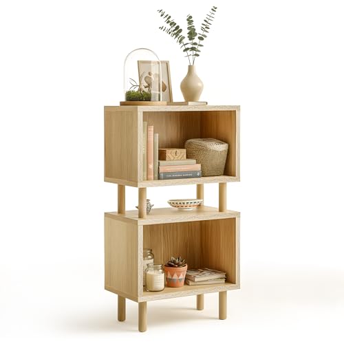 Home Zone Living 2-Pack Stackable Storage Cube End Table, Open Cabinet Design, Bookshelf Option for Living Room or Office - color: Open | 2-pack