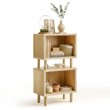 Home Zone Living 2-Pack Stackable Storage Cube End Table, Open Cabinet Design, Bookshelf Option for Living Room or Office - color: Open | 2-pack
