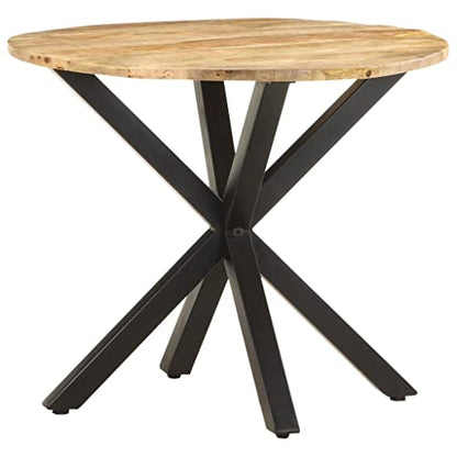 Industrial Wooden Side Table 26.8x26.8x22 Inches, Solid Mango Wood End Table with Powder-Coated Iron Legs, Industrial Style Accent for Living Room - color: Solid Mango Wood