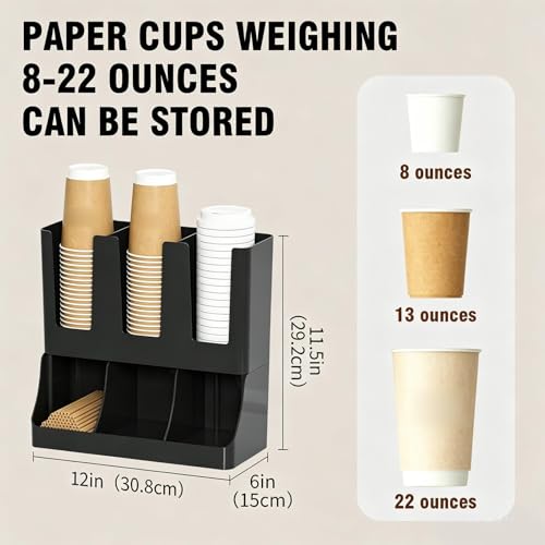 Coffee Station Organizer Large Capacity Storage Rack | Coffee Set Up Station Cup Organizer for Pods Tea Packets Condiment Syrup Home Kitchen Cabinet Pantry Table Office