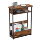 Narrow Side Table,3-Tier Slim End Table with Storage Shelf,Modern Sofa Table Thin Side Table for Narrow and Small Spaces, Skinny Bedside Table Small Nightstand with Magazine Rack Space Saving/Brown - color: Rustci Brown