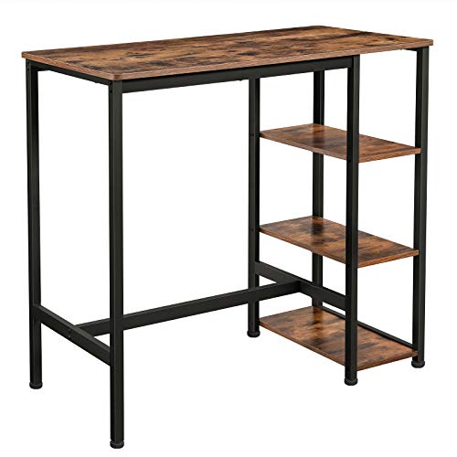 VASAGLE Bar Table with Sturdy Metal Frame, Easy Assembly, Industrial Design, 23.6 x 42.9 x 39.4 inches, Rustic Brown - color: Rustic Brown + Ink Black, size: 42.9"W, style: Industrial