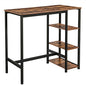 VASAGLE Bar Table with Sturdy Metal Frame, Easy Assembly, Industrial Design, 23.6 x 42.9 x 39.4 inches, Rustic Brown - color: Rustic Brown + Ink Black, size: 42.9"W, style: Industrial