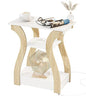 FROMJBEST End Tables Living Room, End Table with Charging Station,White&Oak | Side Table Living Room, with USB Ports and Outlets, Nightstand for Bedroom, 3-Tier Storage Shelf, Bedside Table - color: White+oak
