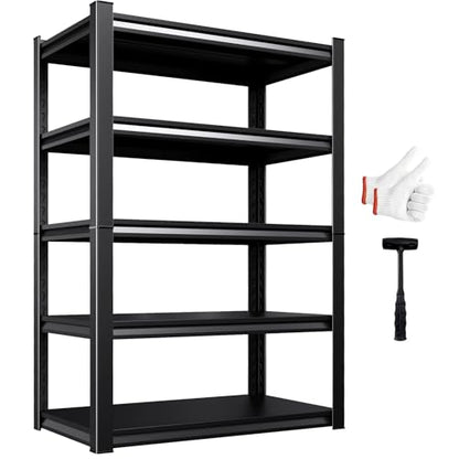 71" H Garage Shelving 5-Tier Heavy Duty Storage Shelves, Adjustable Metal Shelf Unit, Utility Organizer Rack for Basement, Pantry, Kitchen, Warehouse,15.7" Dx35.4 Wx71.2 H, Black - size: 5-Tier-15.7"Dx35.4"Wx71.2"H