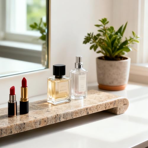 Marble Tray Pedestal Stand, 16"x4" Marble Vanity Tray with Feet for Bathroom Counter Kitchen Sink, Rectangular Stone Riser for Soap Dispenser Perfume Jewelry Display Stand(Kashmir Gold) - color: Kashmir Gold