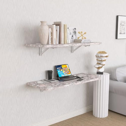 Wall Mounted Folding Table 40"x 16" with Removable Heavy-Duty Brackets Support Up to 200 Pounds Folding Desk for Small Space Home Laundry Room Office Rv Suitable for Solid Wall (Summer Flowers) - color: Summer Flowers