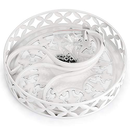 OwnMy Metal Round Plant Stand Rustproof Iron Flower Pot Holder, Indoor Outdoor Plant Stand Heavy Duty for Home, Garden, Patio, Modern Plant Stands Display Potted Rack (White) - color: White