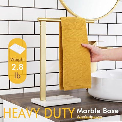 KOKOSIRI Hand Towel Rack Standing Towel Bar with Steady Marble Base for Bathroom Vanity Countertop, Brushed Gold Stainless Steel 15.7'' Height THS0006-BG - color: Brushed Gold, size: 1-Bar