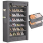 OYREL Shoe Rack Sturdy 8 Tier Tall + Dustproof Cover Large Storage | Closet Cabinet Large Free Standing Shoe Racks Vertical Shoe Shelf Tall Vertical Boot Holder Stand - color: Grey, size: 33.3"Wx55"H