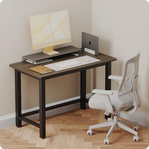 43" Home Office Desk Modern Computer Desk 43.3x23.6x29.5 inches PC Table with Thicken Frame Industrial Style Sturdy Metal Frame Furniture for Writing Gaming Rustic Brown+Black - color: Rustic Brown+black, size: 43