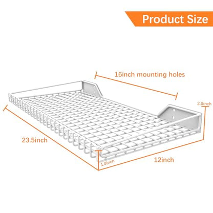 WALMANN 2 Pack Garage Wall Shelf, 23.5" x 12" Wall-Mounted Storage Shelves for Garage, Closet, Laundry Room, Heavy Duty Floating Shelving, Holds Up to 65 lbs(White) - color: White
