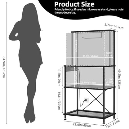 SUPERLELE 4 Tier Baker's Rack with Charging Station, Kitchen Coffee Bar Table with Power Outlets & Paper Towel Holder, 23.6x13x49.2'' Industrial Standing Microwave Shelf for Small Spaces, Black - color: Black, size: 23.6x13x49.2''(with Power Outlet)