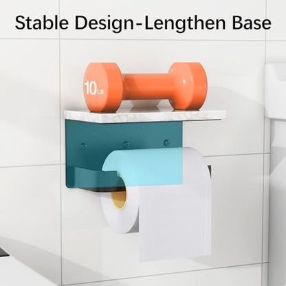 Gypie Toilet Paper Holder with Shelf, Extended Base Wall Mounted, Marble Toilet Roll Holder Black for Bathroom Washroom - color: Black, size: Marble