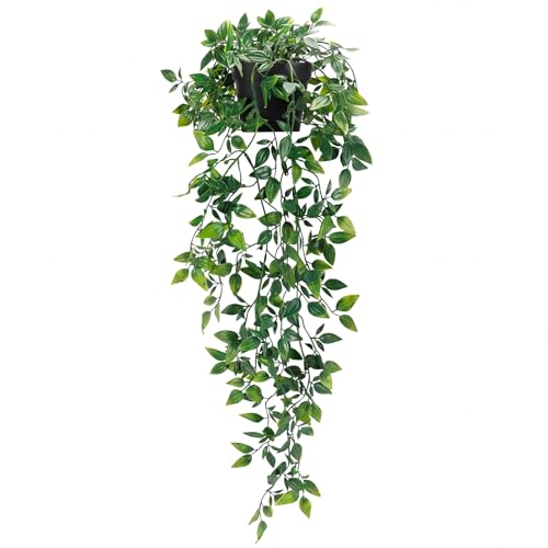 Whonline Fake Hanging Plants, Artificial Small Potted Plants for Indoor Outdoor Aesthetic Office Living Room Shelf Decor (1 Pack)