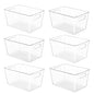 YIHONG 6 Pack Clear Pantry Organizer Bins, Plastic Containers with Handle for Kitchen,Freezer,Cabinet,Closet,Bathroom Under Sink Storage - size: L(11.2"L x 7.5"W x 6"H)