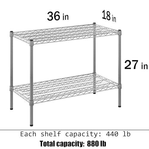 18" Deep x 36" Wide x 27" Height Wire Shelving Kit | 2-Tier | NSF Commercial Storage Rack Unit - size: 18" Deep x 36" Wide