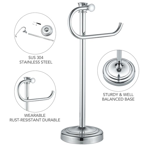 Stand Hand Towel Holder, Countertop Towel Bar, Polished Chrome | 17 Inch Bathroom Towel Hanger, Freestanding Vanity Counter Top Towel Holder, Towel Ring Hardware Accessories, Stainless Steel - color: Polished Chrome