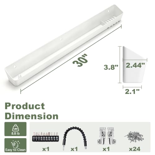 30" Tip Out Tray for Sink, Fits Cabinet Opening 32-3/5" Wide and Larger, Easy to Install, Sturdy Steel Hinges, Smooth Spring Mechanism, Maximize Space of the Unused False Drawer Front, 1 Pack - size: 30" x 2.1" x 3.8"