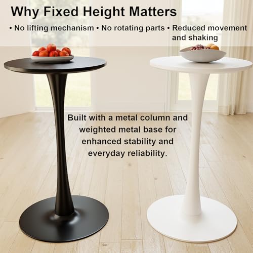 Modern Tulip Round Bar Table, 41” Height Bistro Pub Table, Height Cocktail Bar Table with Metal Base and MDF Top for Kitchen, Dining Room, Home Bar, Café, Small Spaces, Black