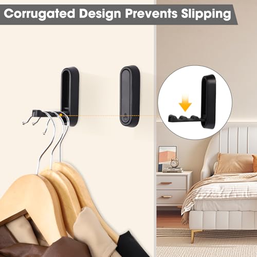 Folding Wall Hooks, 2 Pcs Foldable Black Coat Hooks Heavy Duty Foldable Hook Bathroom Towel Hooks Robe Hooks Wall Mounted for Hanging Coat Towels Clothes Hat Bags Keys | 90° Foldable Design, Wall Mounted, Holds Up To 40 Lbs, Screws And Anchors Included, F