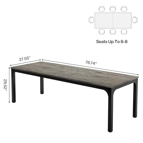 Tribesigns 6.5 FT Conference Room Table, 78.74" W x 27.56" D Large Office Conference Table, Modern Seminar Meeting Table Desk for Boardroom, Meeting Room (1, Gray and Black) - color: Gray and Black