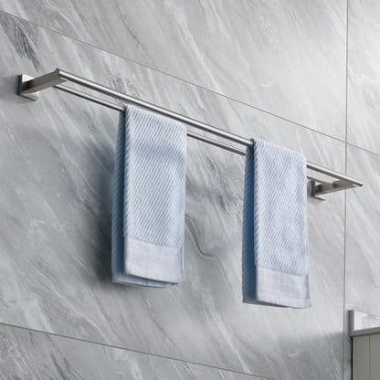 Miyili 36-Inch Bath Double Towel Bar Stainless Steel Bathroom Towel Rack Holder Wall Mount Brushed Finish, A02N90B - color: Brushed Steel, size: 36-Inch