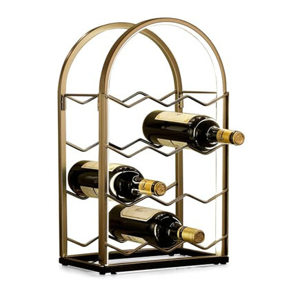 LED Countertop Wine Rack - 12 Bottle Freestanding Modern Metal Wine Rack - Tabletop Wine Holder Stand for Cabinet, Pantry, Wine Bottle Storage
