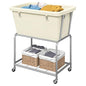 ELYKEN Rolling Laundry Hamper with Wheels, Removable Bag, Laundry Cart | 32-Gallon (122L), 2-Tier Clothes Basket with Shelf, Metal Frame, Ideal for Closet, Bedroom, Bathroom & Laundry Room, Cream - color: Cream, size: 27.4"L x 19.9"W x 30.9"H