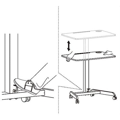 Kantek Mobile Sit Stand Laptop Cart, Adjustable Height (29"-49"), Rolling Laptop Computer Workstation 31.5" x 22", Foot Pedal Control, Steel Frame, Cup Holder, White - color: White, style: Large
