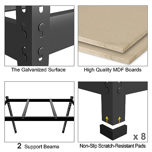 PrimeZone 47" W x 23.6" D x 71" H Large Heavy Duty Storage Shelves - 5 Tier Adjustable Garage Storage Shelving, Metal Storage Utility Rack Shelf Unit for Warehouse Pantry Closet Kitchen, Black - size: 47"W x 23.6"D x 71"H