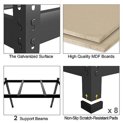 PrimeZone 47" W x 23.6" D x 71" H Large Heavy Duty Storage Shelves - 5 Tier Adjustable Garage Storage Shelving, Metal Storage Utility Rack Shelf Unit for Warehouse Pantry Closet Kitchen, Black - size: 47"W x 23.6"D x 71"H