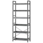 HCHQHS 6 Tier Bookshelf, Adjustable Industrial Bookcase, Vertical Tall Book Shelf, Wood and Black Metal Open Bookshelves for Home Office, Living Room, Bedroom - color: Grey, size: 6-Tier (24"W x 70"H)