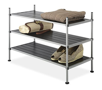 Whitmor 3 Tier Closet Storage Shelves - Shoe Rack and Home Organizer - color: 3-tier,grey