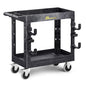 Heavy Duty Plastic Utility Cart 850Lbs, 34" x 17" Rolling Work Cart with Wheels - 2 Tier Service Cart for Warehouse/Garage/Garden - Upgraded 2 Side Tube Hooks, 360° Swivel Lockable Wheels