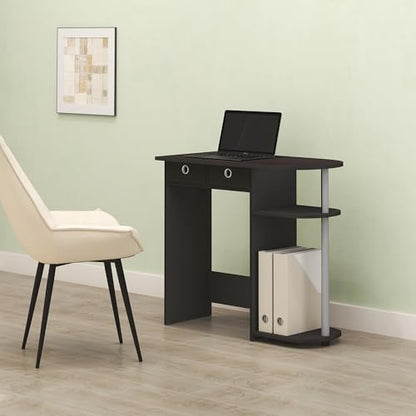 Ipoh Computer Desk, 32 Inch Writing Desk, Study Desk with Side Shelves and Bin Storage, for Home Office, Study Room, Mocha Charcoal - color: Mocha Charcoal