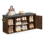 SONGMICS Home Storage Bench, Snapsemble Superfast Assembly, 41" Wide Entryway Shoe Bench with Cushion & Adjustable Shelves, Shoe Rack Cabinet, Natural Walnut and Slate Gray ULHS391KE04S - color: Natural Walnut + Slate Gray, style: 12"D x 40.9"W x 18.9"H w