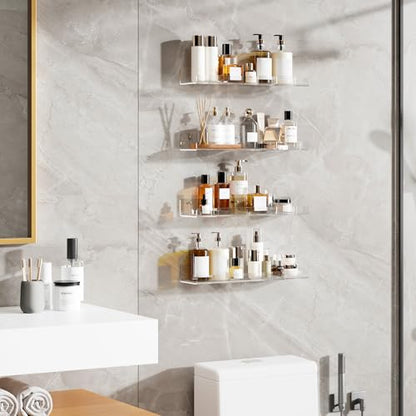 Dooiclear 2 Pack Floating Shelves for Wall, 15" Clear Floating Wall Shelf | Acrylic Book Shelf, Display Shelves Organizer for Bathroom, Classroom, Bedroom, Living Room, Kitchen, Room Decor - size: 2 Pack