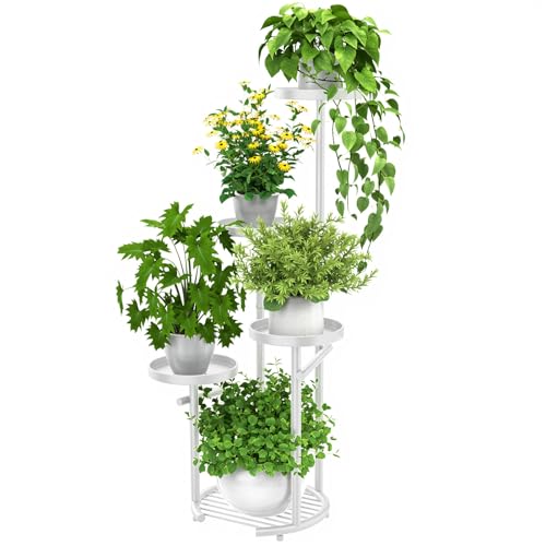 TOSKING 5-Tier Plant Stand Indoor, Heavy-Duty Corner Shelf, White, 38-Inch | Space-Saving Round Plant Table for Multiple Plants, Indoor and Outdoor Use in Living Room, Balcony, or Garden - color: White, size: 5tier Rd