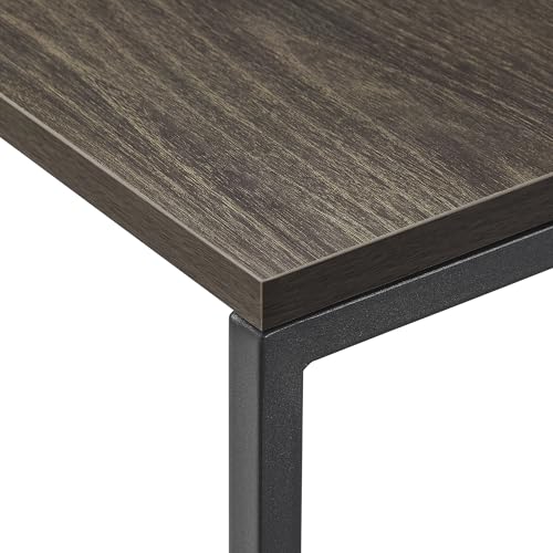 C-Shaped Couch Table, Oak Finish | Movable Side End Table, Sturdy Metal Frame, Narrow Laptop Stand Desk & TV Tray, For Living Room - color: Oak