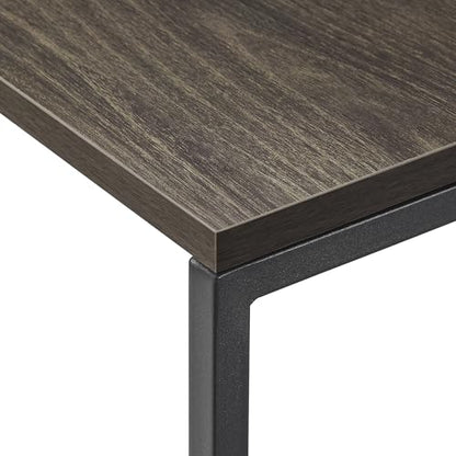 C-Shaped Couch Table, Oak Finish | Movable Side End Table, Sturdy Metal Frame, Narrow Laptop Stand Desk & TV Tray, For Living Room - color: Oak