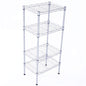 4-Tier Steel Storage Shelving Unit, Chrome | Adjustable, Small Shelf Rack, Leveling Feet, for Kitchen Pantry Garage - color: Chrome, 4 Tier-13.77"