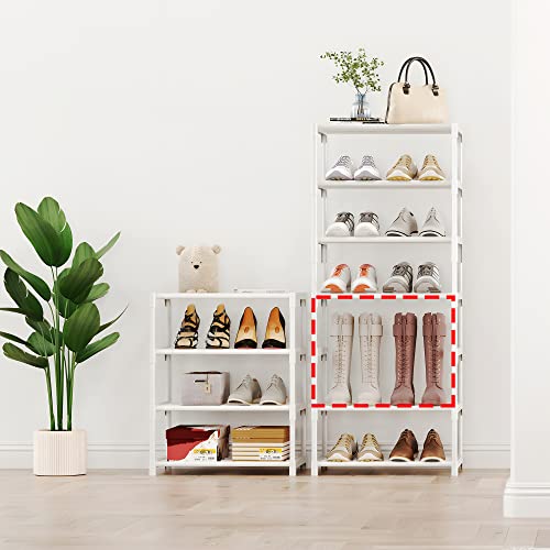 4-Tier Small Shoe Rack, Metal Stackable Kids Shoe Shelf Storage Zapateras Organizer,Narrow Shoe Rack Sturdy for Closet Hallway Entryway Living Room Bedroom (White) - size: 4-White
