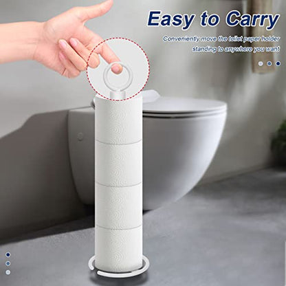 NearMoon Bath Toilet Paper Holder Stand, Freestanding Tissue Paper Storage with Reserve, Space Toilet 4 Rolls Holder for Bathroom/Kitchen Countertop-All Metal (1 Pack, White) - color: White