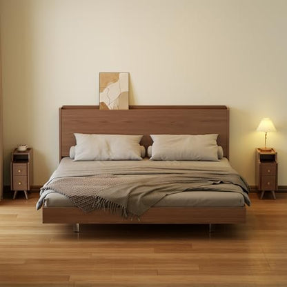 AQIMUELE Small Nightstand with Drawers, Solid Wood Bedside Table, Narrow Walnut Nightstand for Bedroom - color: 1 Pc(walnut), size: 15.74''D*7.87''W*19.68''H