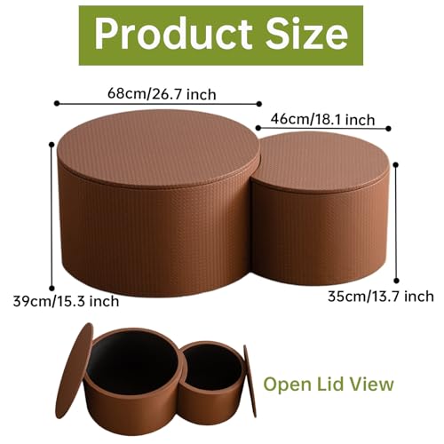 Round Nesting Coffee Table Set of 2 Modern Round Walnut Coffee Table Small Circular End Table Side Table Coffee Tables Circle Nested Coffee Tables for Living Room (Brown A Large) - color: Brown a Large
